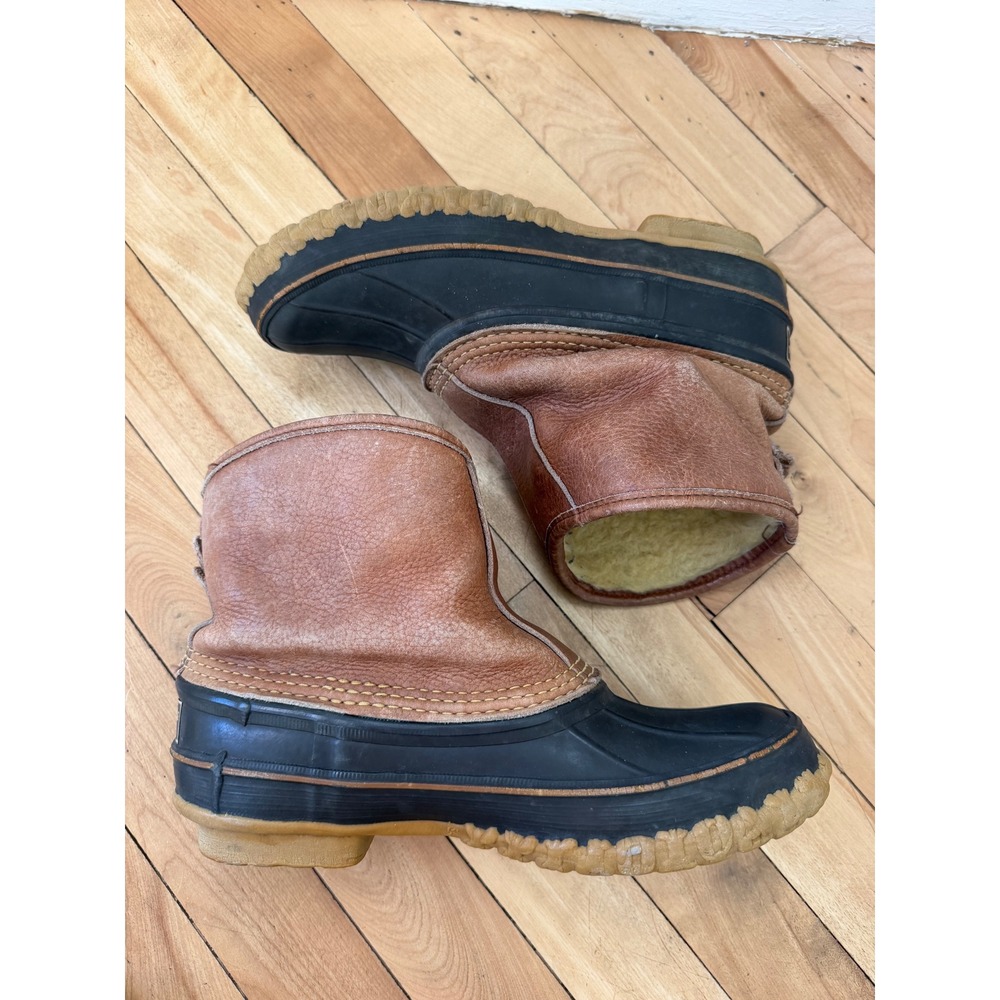 Vintage L.L.Bean Bean Boots Women 7 Leather Shearling Lined Duck Boots USA Maine - Picture 12 of 14